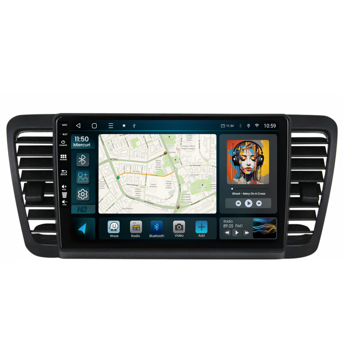 Navigatie HUB64 Subaru Legacy (2004-2010), 6GB RAM, Android, Octacore, Slot Sim 4G, DSP, GPS, Wi-FI, Carplay, Android Auto, USB, Bluetooth, Waze, Touchscreen, 9 Inch -