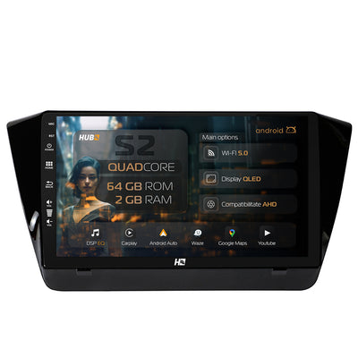 Navigatie HUB64 Superb 3 (2015+), 2GB RAM, Android, GPS, Wi-FI, Carplay, Android Auto, USB, Bluetooth, Radio, Waze, Touchscreen, 10.1 inch