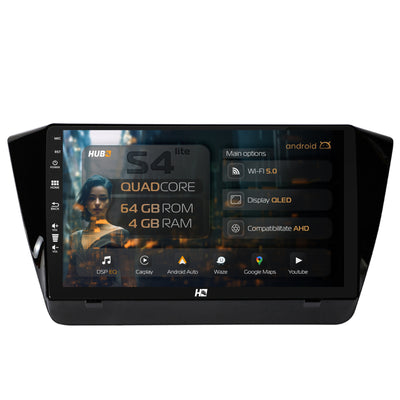 Navigatie HUB64 Superb 3 (2015+), 4GB RAM, Android, Quadcore, DSP, GPS, Wi-FI, Carplay, Android Auto, USB, Bluetooth, Waze, Touchscreen, 10.1 Inch