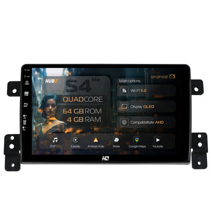 Navigatie HUB64 Suzuki Grand Vitara (2005-2015), 4GB RAM, Android, Quadcore, DSP, GPS, Wi-FI, Carplay, Android Auto, USB, Bluetooth, Waze, Touchscreen, 9 inch