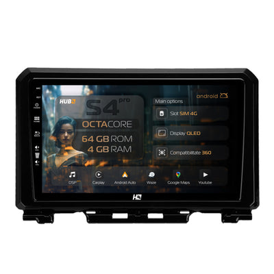 Navigatie HUB64 Suzuki Jimny (2018-2022), 4GB RAM, Android, Octacore, Slot Sim 4G, DSP, GPS, Wi-FI, Carplay, Android Auto, USB, Bluetooth, Waze, Touchscreen, 9 inch