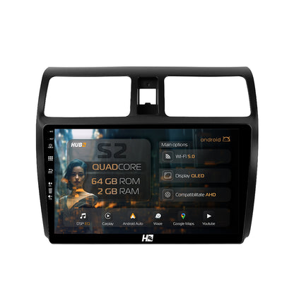 Navigatie HUB64 Suzuki Swift (2003-2010), 2GB RAM, Android, GPS, Wi-FI, Carplay, Android Auto, USB, Bluetooth, Radio, Waze, Touchscreen, 10.1 inch