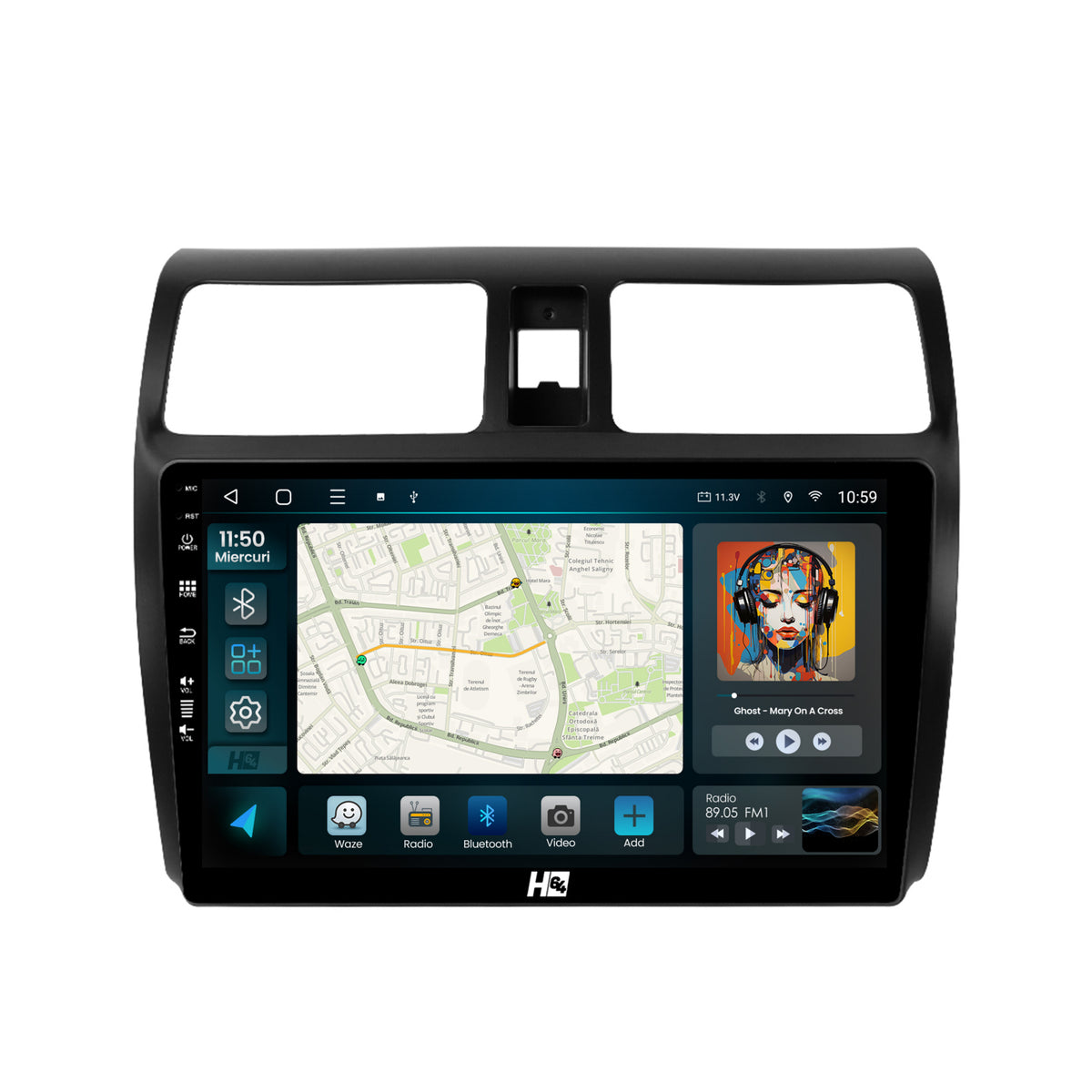Navigatie HUB64 Suzuki Swift (2003-2010), 4GB RAM, Android, Octacore, Slot Sim 4G, DSP, GPS, Wi-FI, Carplay, Android Auto, USB, Bluetooth, Waze, Touchscreen, 10.1 inch