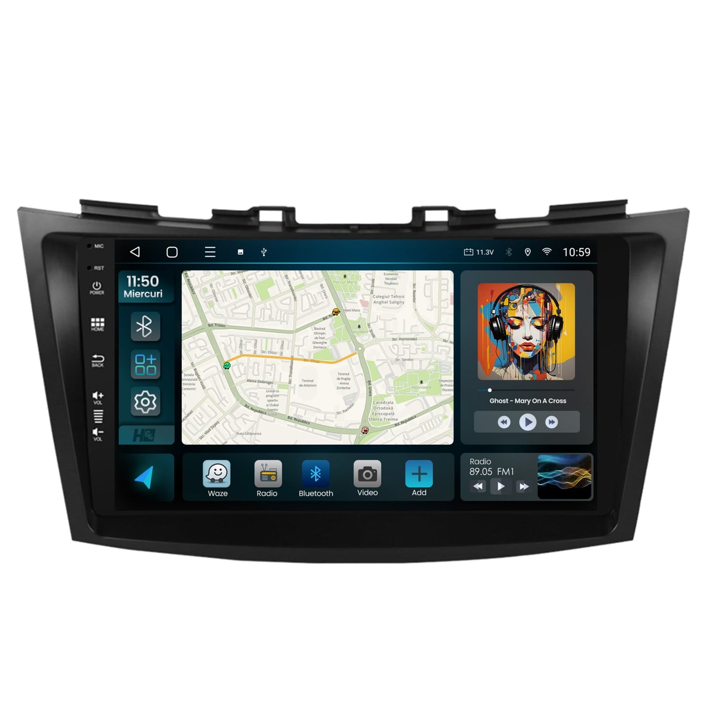 Navigatie HUB64 Suzuki Swift (2011-2017), 2GB RAM, Android, GPS, Wi-FI, Carplay, Android Auto, USB, Bluetooth, Radio, Waze, Touchscreen, 9 inch
