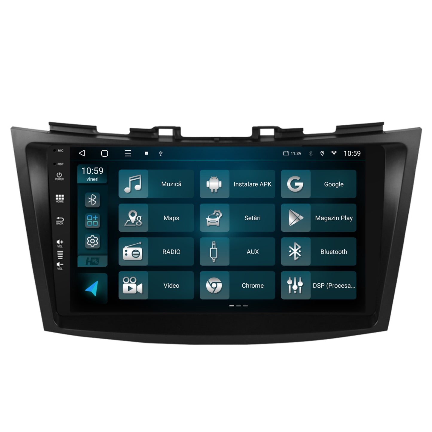 Navigatie HUB64 Suzuki Swift (2011-2017), 6GB RAM, Android, Octacore, Slot Sim 4G, DSP, GPS, Wi-FI, Carplay, Android Auto, USB, Bluetooth, Waze, Touchscreen, 9 Inch