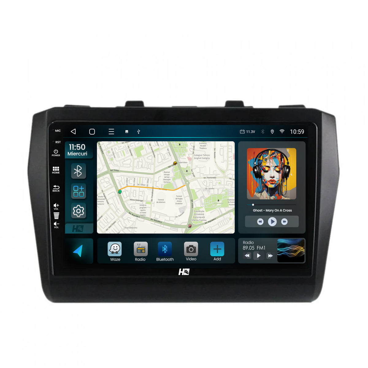 Navigatie HUB64 Suzuki Swift (2017+), 4GB RAM, Android, Quadcore, DSP, GPS, Wi-FI, Carplay, Android Auto, USB, Bluetooth, Waze, Touchscreen, 9 inch