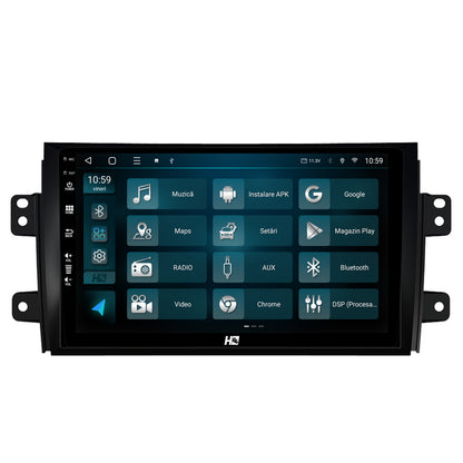 Navigatie HUB64 Suzuki SX4 / Fiat Sedici, 4GB RAM, Android, Quadcore, DSP, GPS, Wi-FI, Carplay, Android Auto, USB, Bluetooth, Waze, Touchscreen, 9 inch