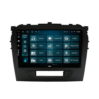 Navigatie HUB64 Suzuki Vitara (2015+), 4GB RAM, Android, Octacore, Slot Sim 4G, DSP, GPS, Wi-FI, Carplay, Android Auto, USB, Bluetooth, Waze, Touchscreen, 9 inch
