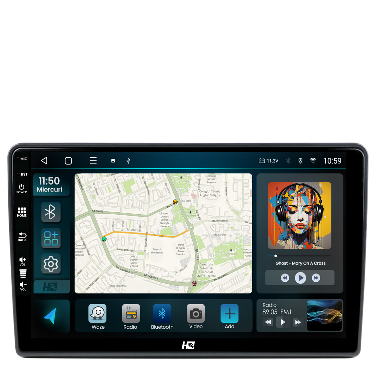 Navigatie HUB64 Toyota Auris (2012-2014), 8GB RAM, Android, Octacore, Slot Sim 4G, DSP, GPS, Wi-FI, Carplay, Android Auto, USB, Bluetooth, Waze, Touchscreen, 10.1 Inch