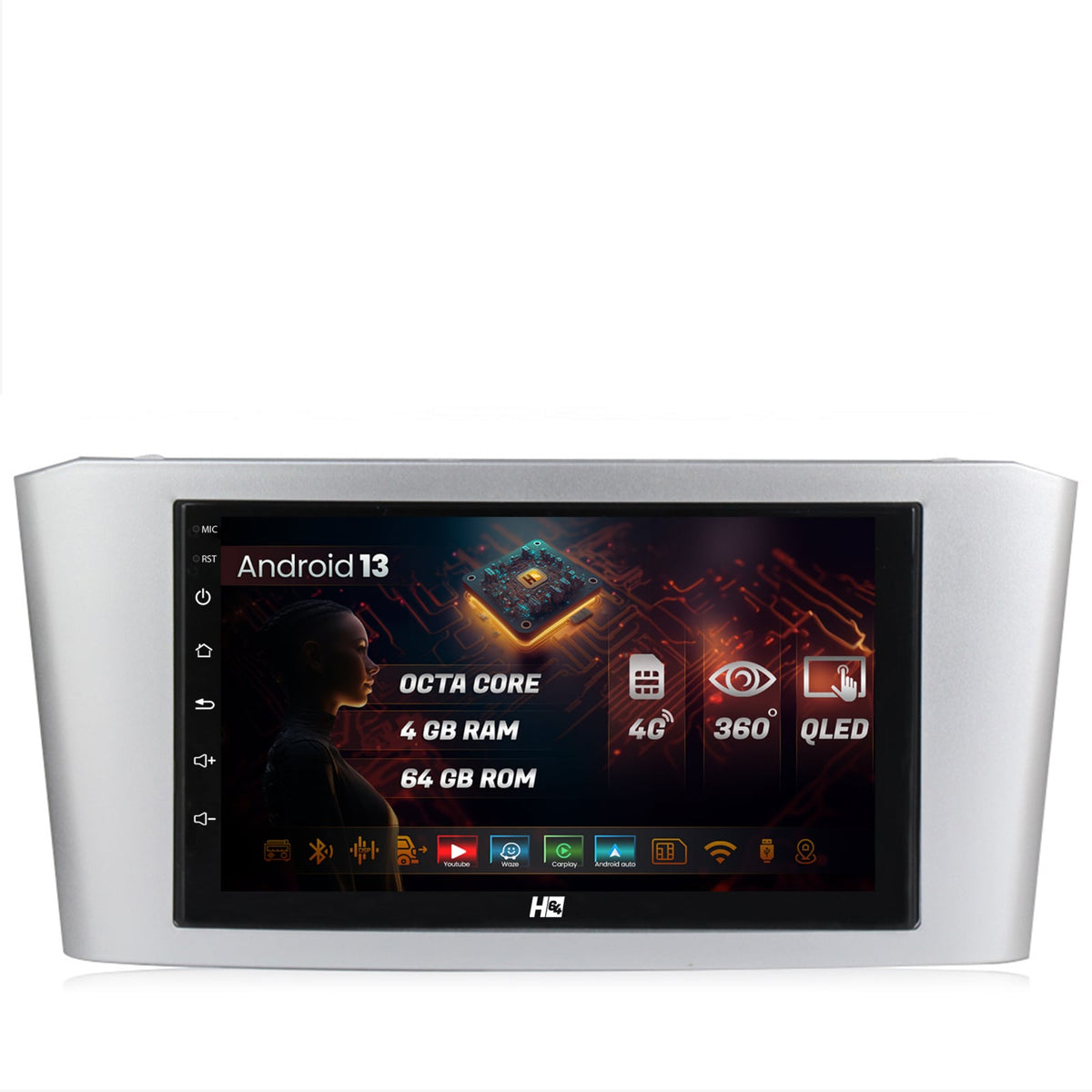 Navigatie HUB64 Toyota Avensis (2004-2008), 4GB RAM, Android, Octacore, Slot Sim 4G, DSP, GPS, Wi-FI, Carplay, Android Auto, USB, Bluetooth, Waze, Touchscreen, 7 Inch