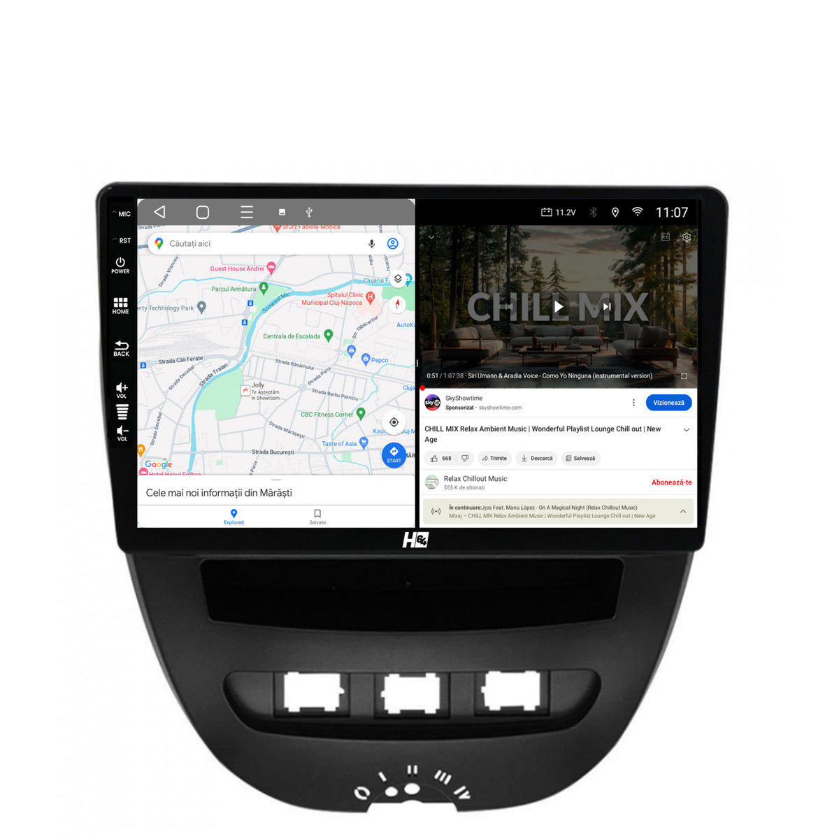 Navigatie HUB64 Toyota AYGO / Citroen C1 (2005-2014), 4GB RAM, Android, Octacore, Slot Sim 4G, DSP, GPS, Wi-FI, Carplay, Android Auto, USB, Bluetooth, Waze, Touchscreen, 10.1 Inch