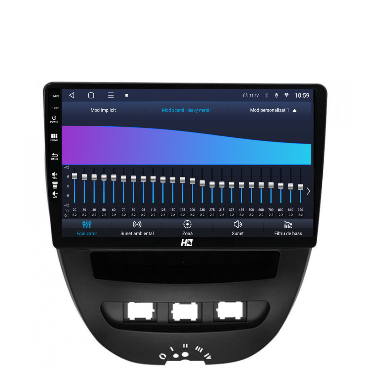 Navigatie HUB64 Toyota AYGO / Citroen C1 (2005-2014), 8GB RAM, Android, Octacore, Slot Sim 4G, DSP, GPS, Wi-FI, Carplay, Android Auto, USB, Bluetooth, Waze, Touchscreen, 10.1 Inch