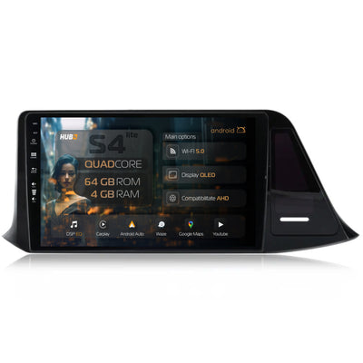Navigatie HUB64 Toyota CHR (2016-2020), 4GB RAM, Android, Quadcore, DSP, GPS, Wi-FI, Carplay, Android Auto, USB, Bluetooth, Waze, Touchscreen, 9" inch