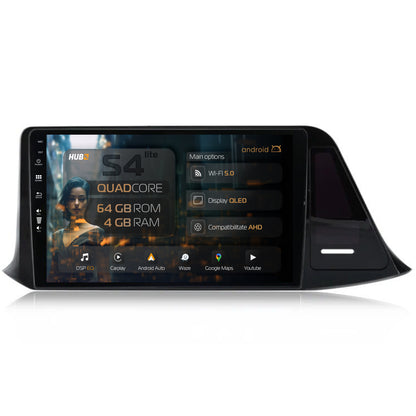 Navigatie HUB64 Toyota CHR (2016-2020), 4GB RAM, Android, Quadcore, DSP, GPS, Wi-FI, Carplay, Android Auto, USB, Bluetooth, Waze, Touchscreen, 9" inch