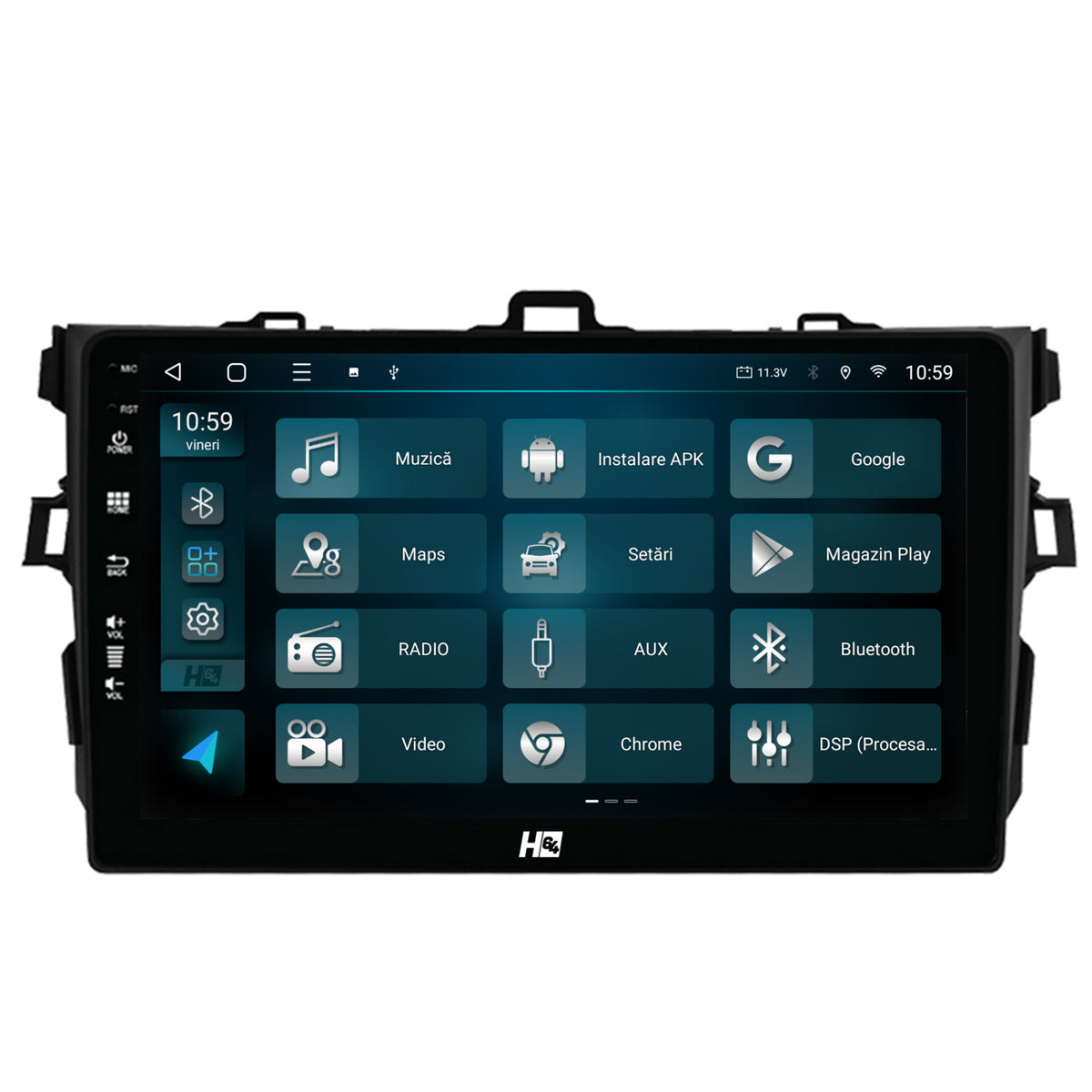 Navigatie HUB64 Toyota Corolla (2007-2013), 4GB RAM, Android, Quadcore, DSP, GPS, Wi-FI, Carplay, Android Auto, USB, Bluetooth, Waze, Touchscreen, 9 inch