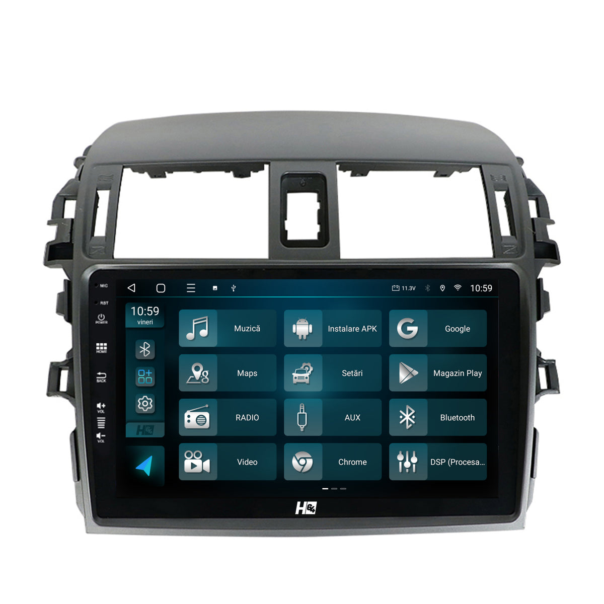 Navigatie HUB64 Toyota Corolla (2007-2013), 8GB RAM, Android, Octacore, Slot Sim 4G, DSP, GPS, Wi-FI, Carplay, Android Auto, USB, Bluetooth, Waze, Touchscreen, 9 Inch