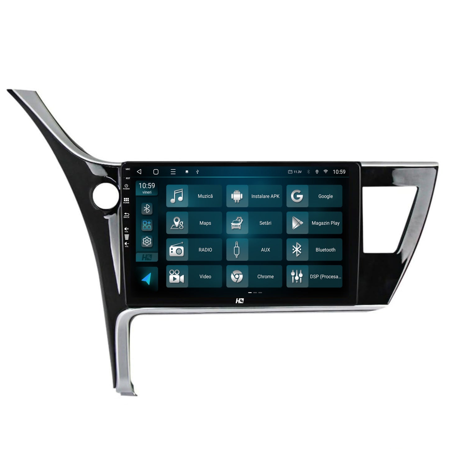 Navigatie HUB64 Toyota Corolla / Auris (2017-2020), 8GB RAM, Android, Octacore, Slot Sim 4G, DSP, GPS, Wi-FI, Carplay, Android Auto, USB, Bluetooth, Waze, Touchscreen, 10.1 Inch