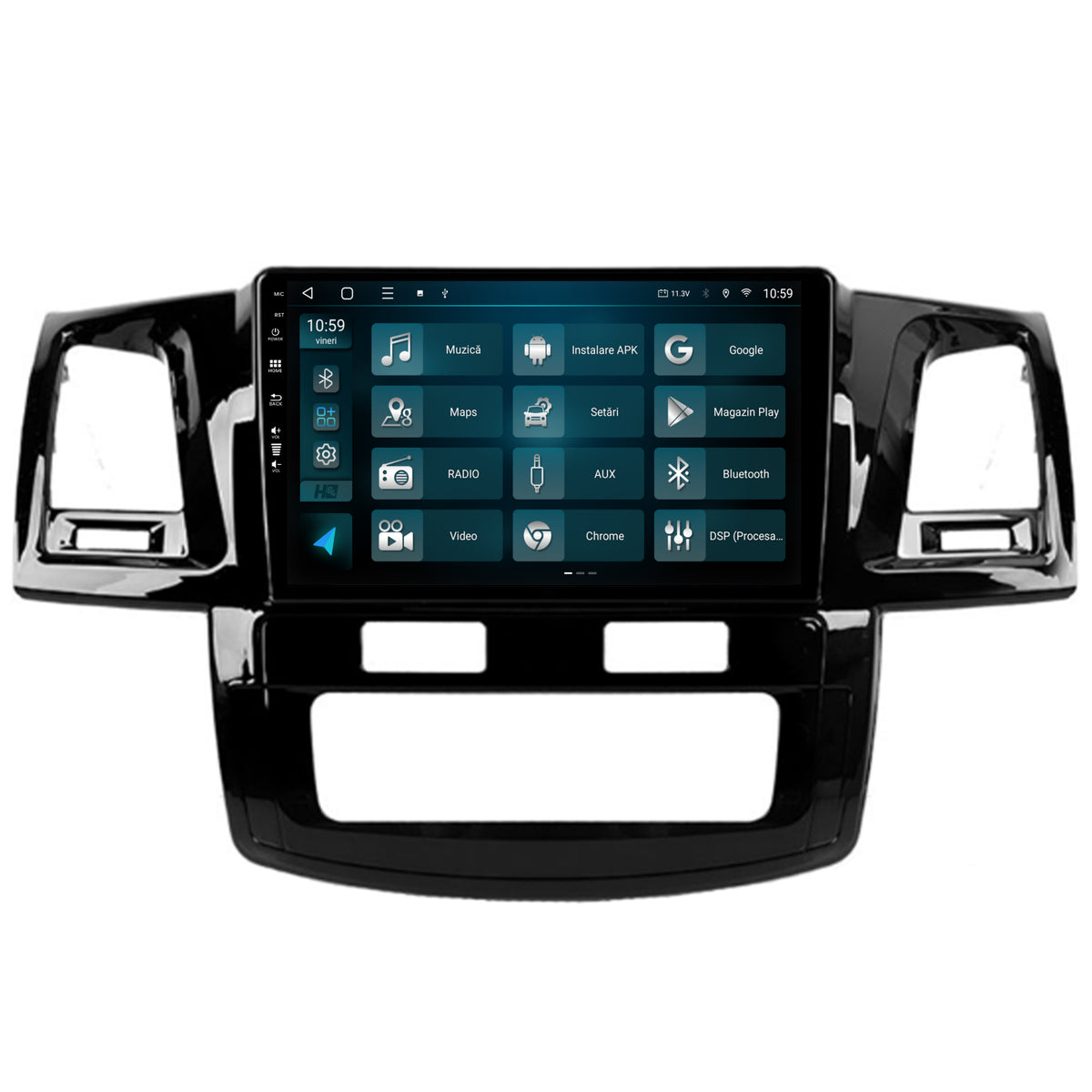 Navigatie HUB64 Toyota Hilux (2008-2014), 6GB RAM, Android, Octacore, Slot Sim 4G, DSP, GPS, Wi-FI, Carplay, Android Auto, USB, Bluetooth, Waze, Touchscreen, 9 Inch