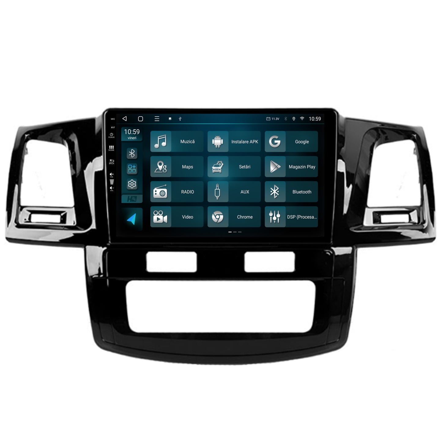 Navigatie HUB64 Toyota Hilux (2008-2014), 6GB RAM, Android, Octacore, Slot Sim 4G, DSP, GPS, Wi-FI, Carplay, Android Auto, USB, Bluetooth, Waze, Touchscreen, 9 Inch