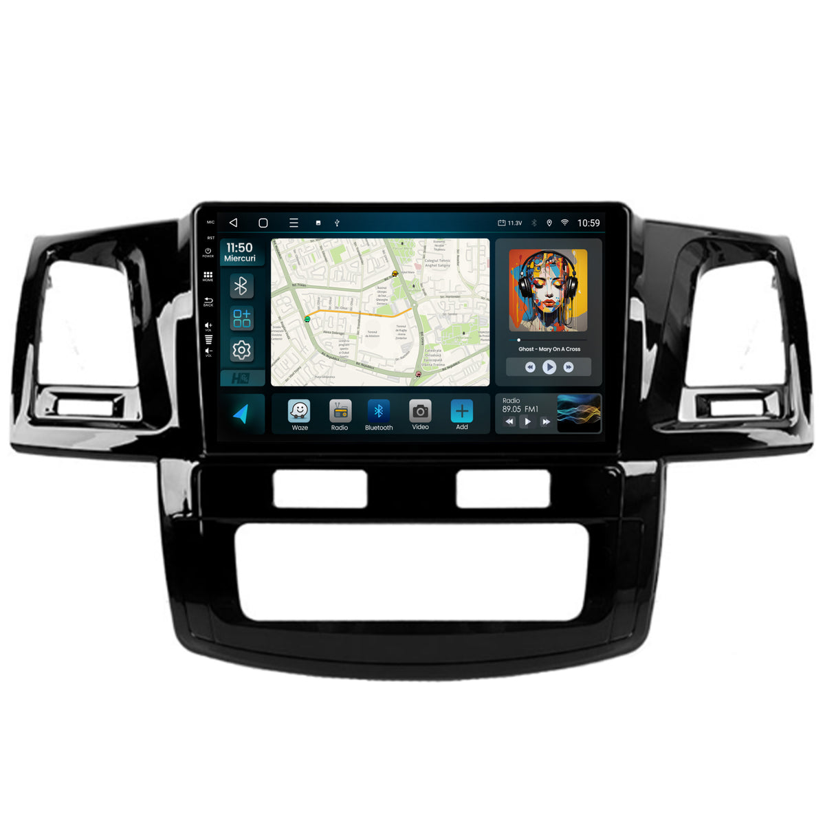 Navigatie HUB64 Toyota Hilux (2008-2014), 8GB RAM, Android, Octacore, Slot Sim 4G, DSP, GPS, Wi-FI, Carplay, Android Auto, USB, Bluetooth, Waze, Touchscreen, 9 Inch