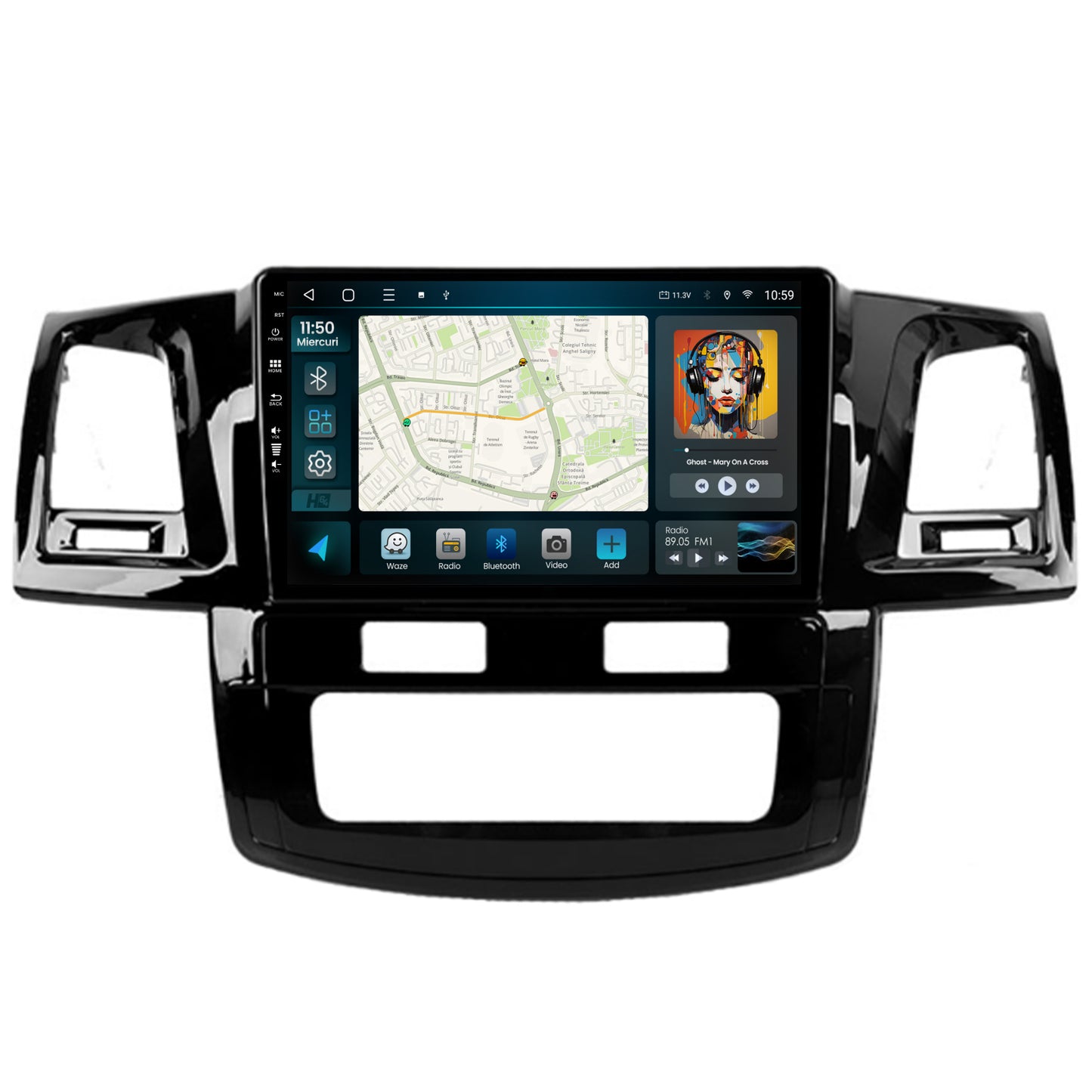 Navigatie HUB64 Toyota Hilux (2008-2014), 8GB RAM, Android, Octacore, Slot Sim 4G, DSP, GPS, Wi-FI, Carplay, Android Auto, USB, Bluetooth, Waze, Touchscreen, 9 Inch