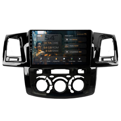 Navigatie HUB64 Toyota Hilux (2008-2014) Clima Manuala, 4GB RAM, Android, Octacore, Slot Sim 4G, DSP, GPS, Wi-FI, Carplay, Android Auto, USB, Bluetooth, Waze, Touchscreen, 9 inch