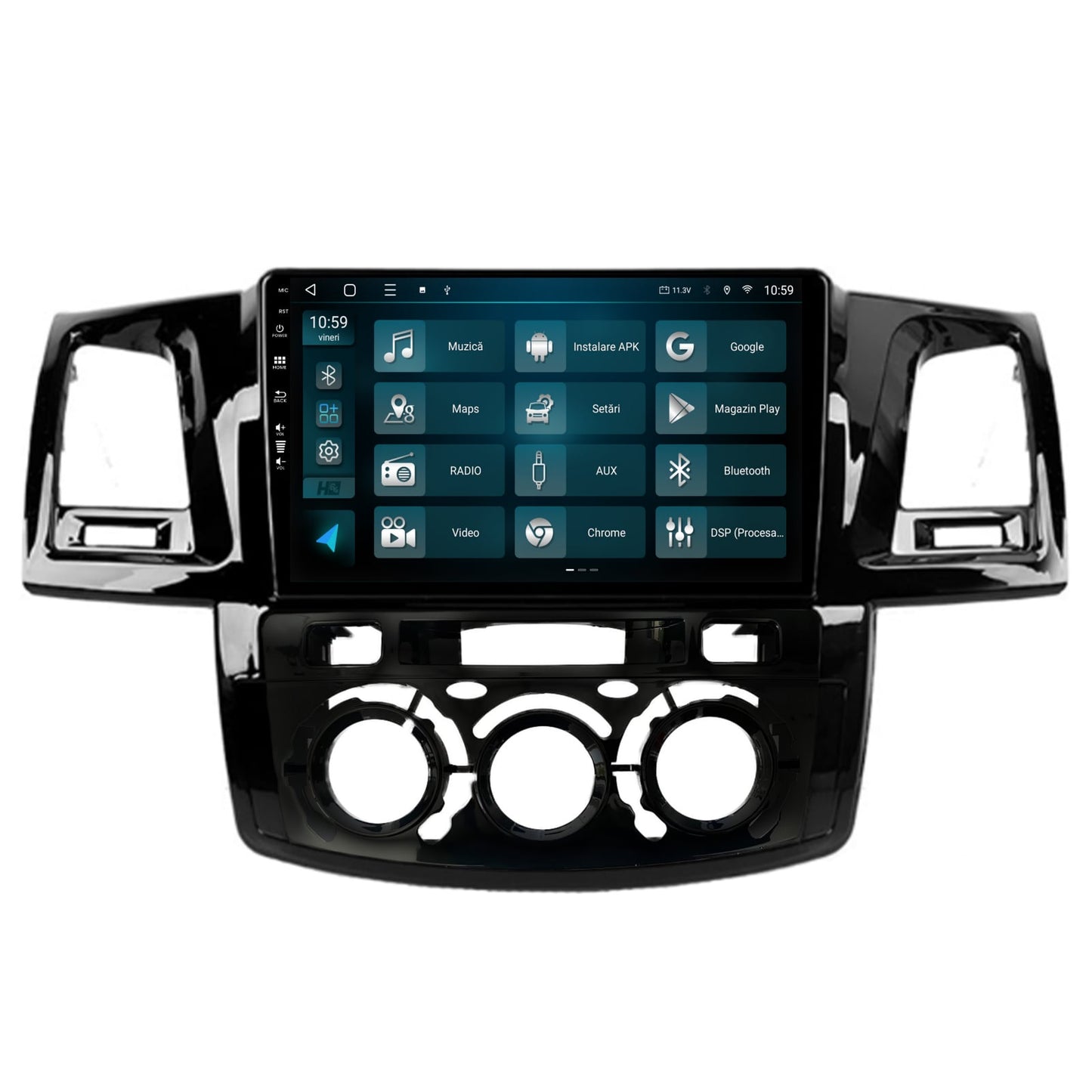 Navigatie HUB64 Toyota Hilux (2008-2014) Clima Manuala, 4GB RAM, Android, Quadcore, DSP, GPS, Wi-FI, Carplay, Android Auto, USB, Bluetooth, Waze, Touchscreen, 9 inch