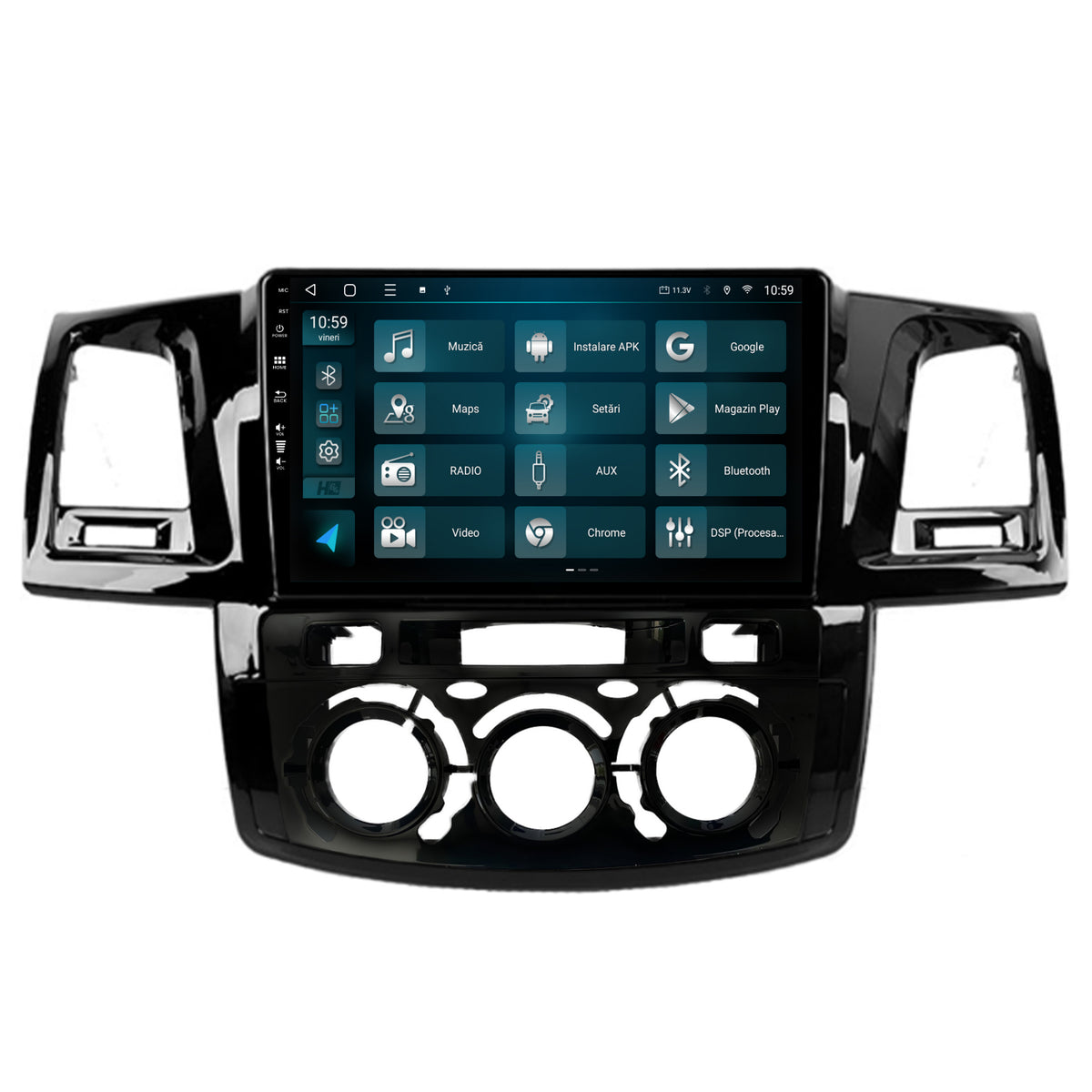 Navigatie HUB64 Toyota Hilux (2008-2014) Clima Manuala, 4GB RAM, Android, Quadcore, DSP, GPS, Wi-FI, Carplay, Android Auto, USB, Bluetooth, Waze, Touchscreen, 9 inch