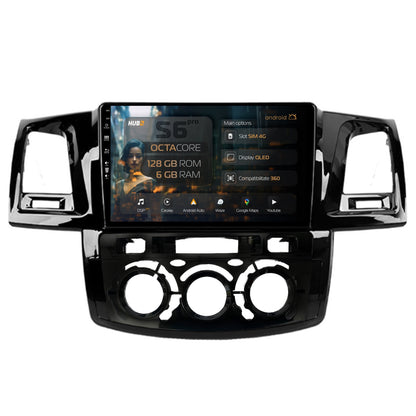 Navigatie HUB64 Toyota Hilux (2008-2014) Clima Manuala, 6GB RAM, Android, Octacore, Slot Sim 4G, DSP, GPS, Wi-FI, Carplay, Android Auto, USB, Bluetooth, Waze, Touchscreen, 9 Inch