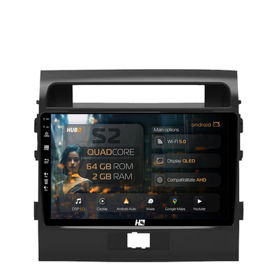 Navigatie HUB64 Toyota Land Cruiser 200 (2007-2015), 2GB RAM, Android, GPS, Wi-FI, Carplay, Android Auto, USB, Bluetooth, Radio, Waze, Touchscreen, 9 inch