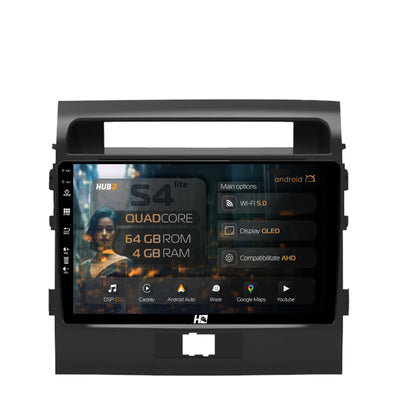 Navigatie HUB64 Toyota Land Cruiser 200 (2007-2015), 4GB RAM, Android, Quadcore, DSP, GPS, Wi-FI, Carplay, Android Auto, USB, Bluetooth, Waze, Touchscreen, 9 inch