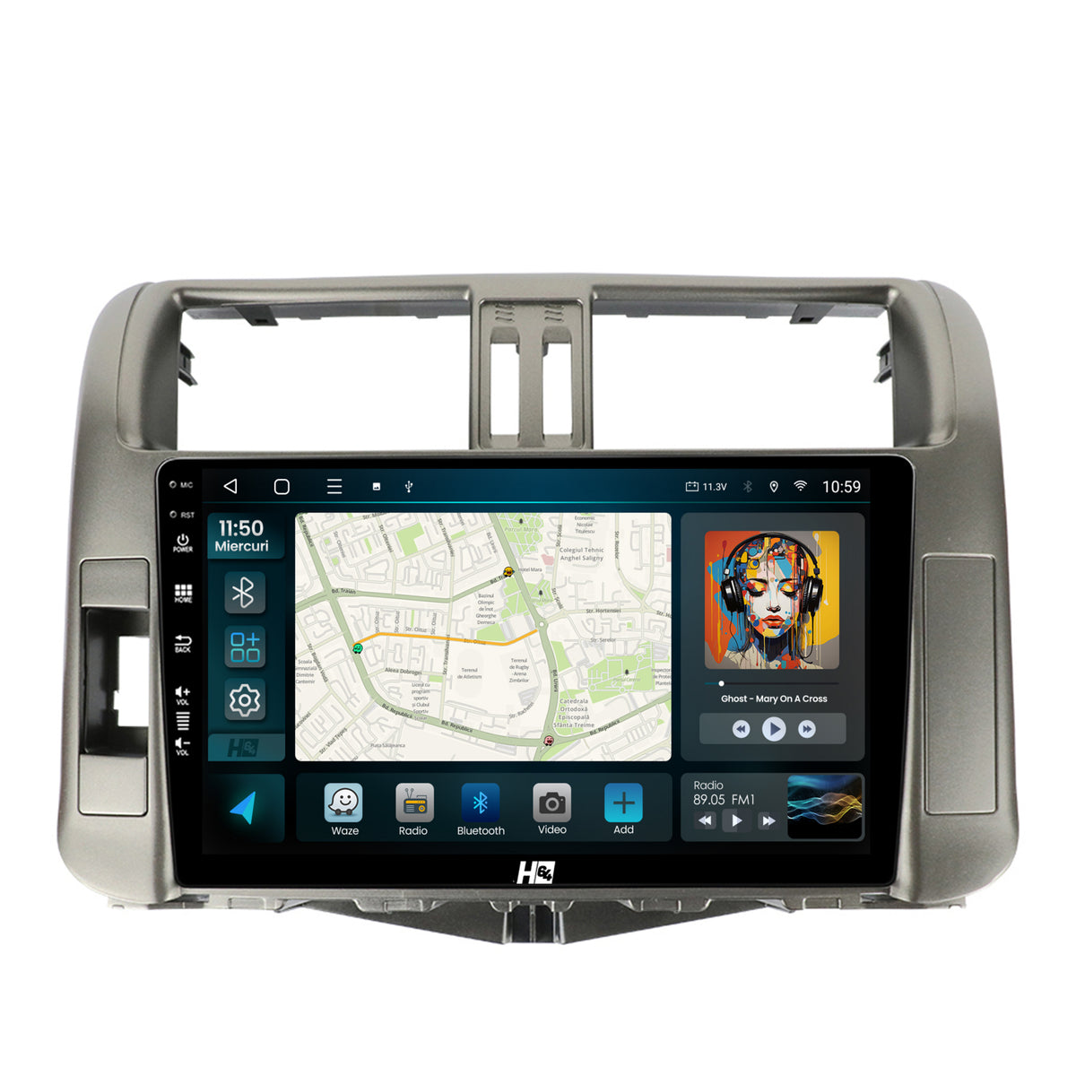 Navigatie HUB64 Toyota Land Cruiser / Prado (2009-2013), 4GB RAM, Android, Quadcore, DSP, GPS, Wi-FI, Carplay, Android Auto, USB, Bluetooth, Waze, Touchscreen, 9 inch