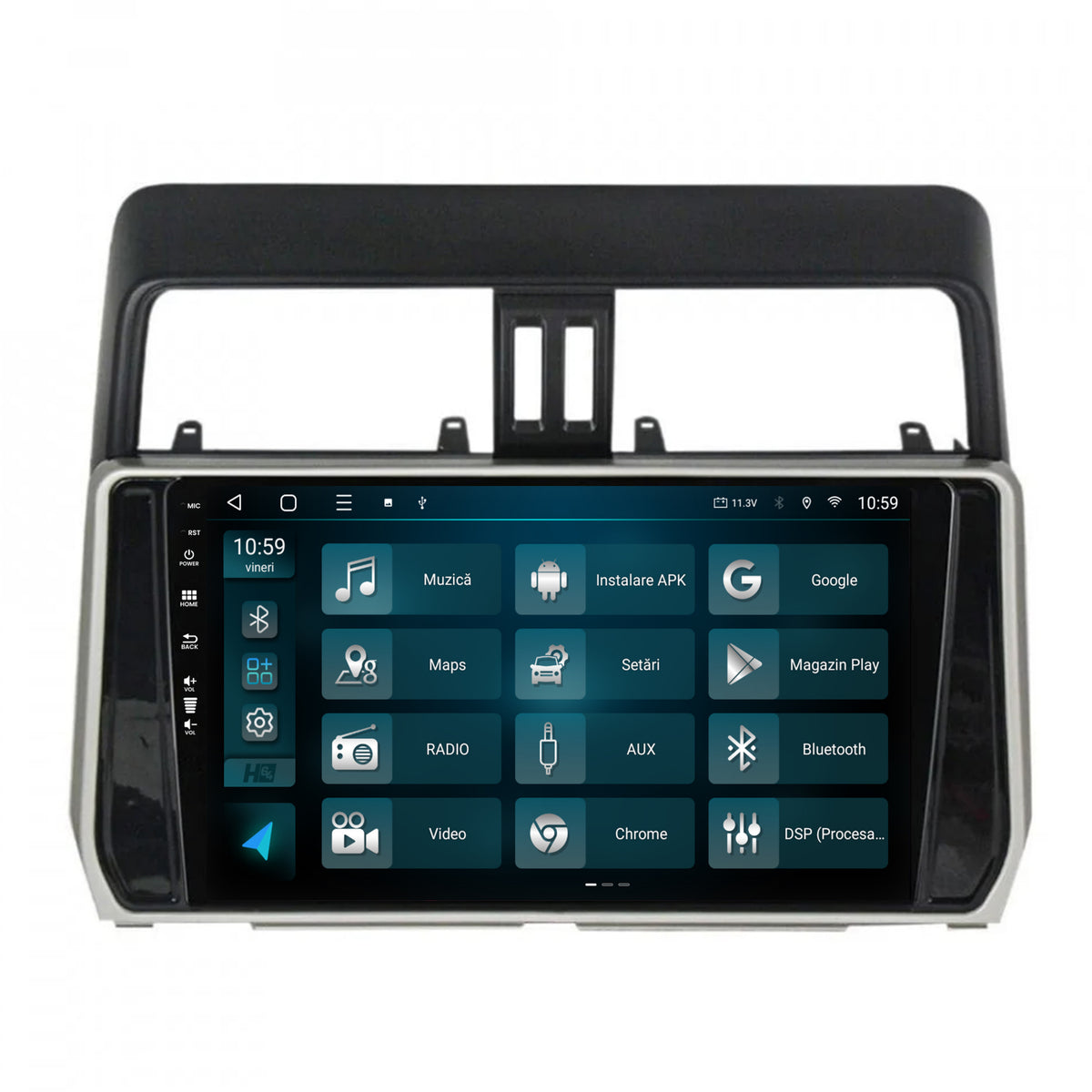 Navigatie HUB64 Toyota Land Cruiser / Prado J150 (2018+), 4GB RAM, Android, Quadcore, DSP, GPS, Wi-FI, Carplay, Android Auto, USB, Bluetooth, Waze, Touchscreen, 10.1 inch