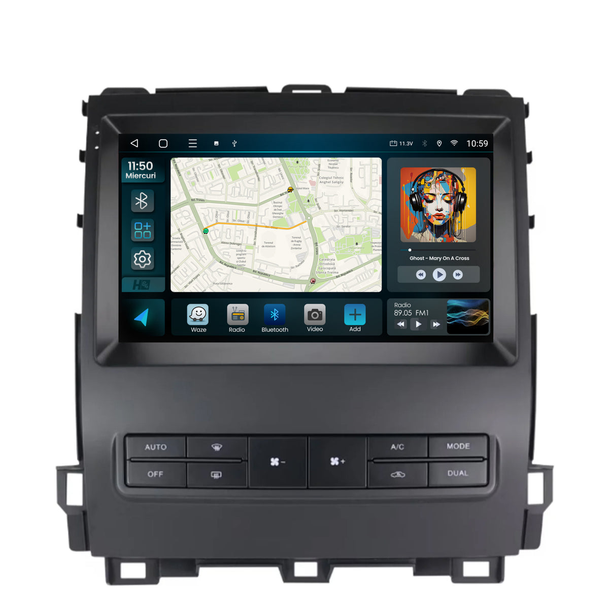 Navigatie HUB64 Toyota Prado J120 (2002-2010), 2GB RAM, Android, GPS, Wi-FI, Carplay, Android Auto, USB, Bluetooth, Radio, Waze, Touchscreen, 9 inch