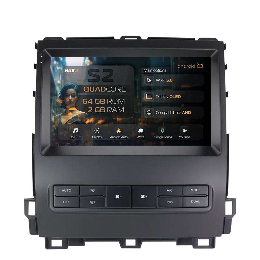 Navigatie HUB64 Toyota Prado J120 (2002-2010), 2GB RAM, Android, GPS, Wi-FI, Carplay, Android Auto, USB, Bluetooth, Radio, Waze, Touchscreen, 9 inch