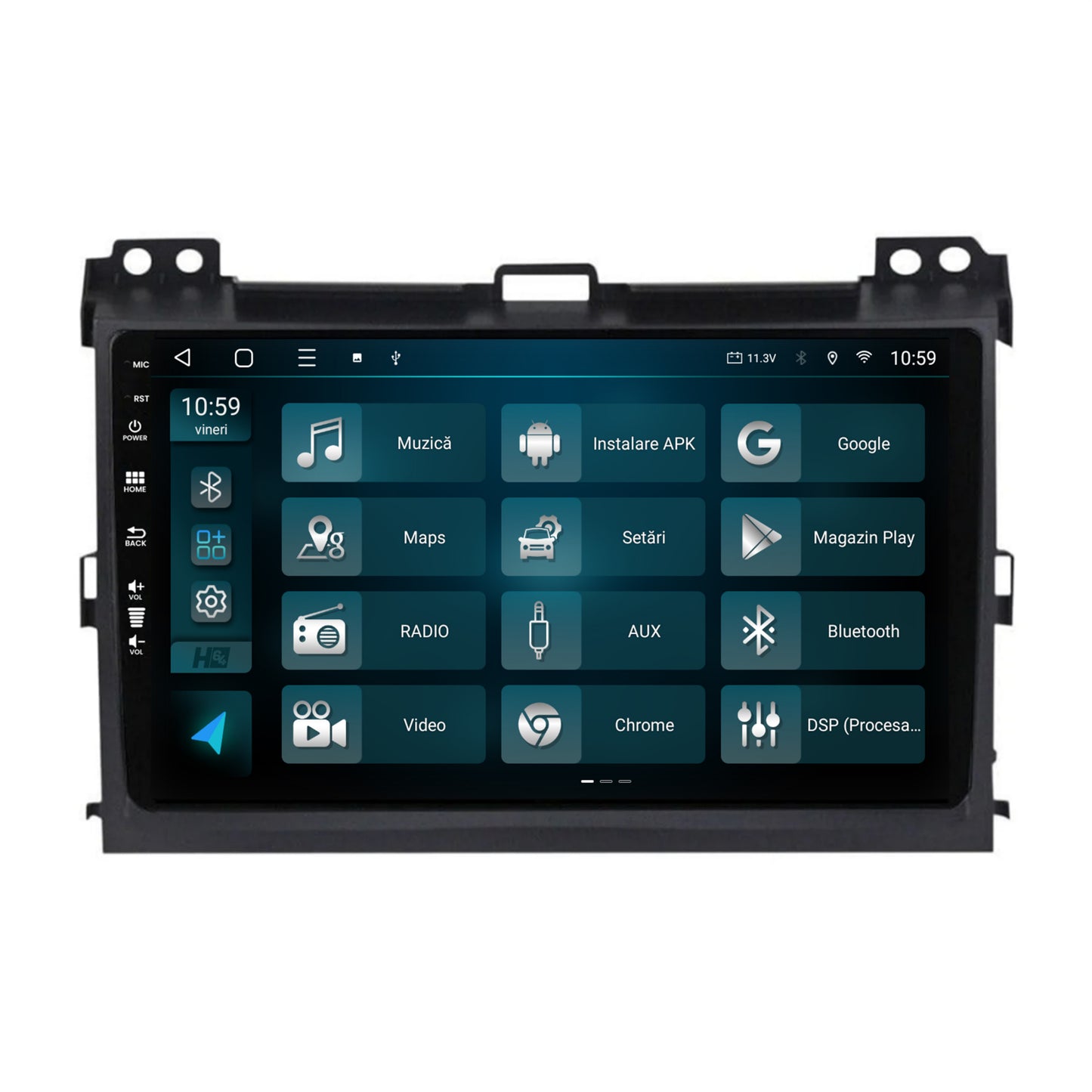 Navigatie HUB64 Toyota Prado J120 (2002-2010), 4GB RAM, Android, Octacore, Slot Sim 4G, DSP, GPS, Wi-FI, Carplay, Android Auto, USB, Bluetooth, Waze, Touchscreen, 9 inch