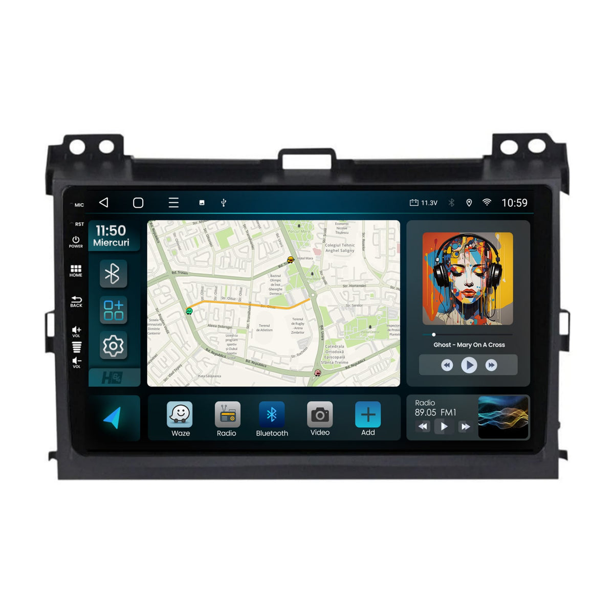 Navigatie HUB64 Toyota Prado J120 (2002-2010), 6GB RAM, Android, Octacore, Slot Sim 4G, DSP, GPS, Wi-FI, Carplay, Android Auto, USB, Bluetooth, Waze, Touchscreen, 9 Inch