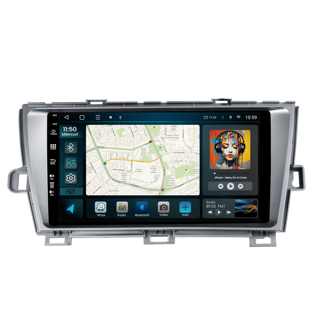Navigatie HUB64 Toyota Prius (2009-2014), 4GB RAM, Android, Quadcore, DSP, GPS, Wi-FI, Carplay, Android Auto, USB, Bluetooth, Waze, Touchscreen, 9 inch