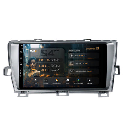 Navigatie HUB64 Toyota Prius (2009-2014), 4GB RAM, Android, Octacore, Slot Sim 4G, DSP, GPS, Wi-FI, Carplay, Android Auto, USB, Bluetooth, Waze, Touchscreen, 9 inch
