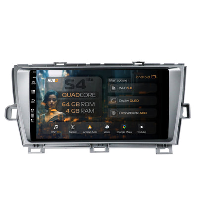 Navigatie HUB64 Toyota Prius (2009-2014), 4GB RAM, Android, Quadcore, DSP, GPS, Wi-FI, Carplay, Android Auto, USB, Bluetooth, Waze, Touchscreen, 9 inch