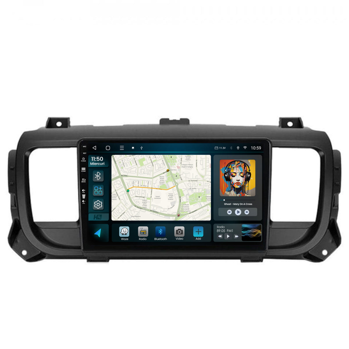 Navigatie HUB64 Toyota Proace (2016+), 4GB RAM, Android, Quadcore, DSP, GPS, Wi-FI, Carplay, Android Auto, USB, Bluetooth, Waze, Touchscreen, 9 Inch