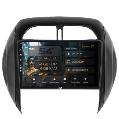 Navigatie HUB64 Toyota RAV4 (2003-2005), 4GB RAM, Android, Octacore, Slot Sim 4G, DSP, GPS, Wi-FI, Carplay, Android Auto, USB, Bluetooth, Waze, Touchscreen, 9 inch