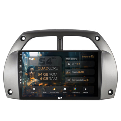 Navigatie HUB64 Toyota RAV4 (2001-2006), 4GB RAM, Android, Quadcore, DSP, GPS, Wi-FI, Carplay, Android Auto, USB, Bluetooth, Waze, Touchscreen, 9 inch