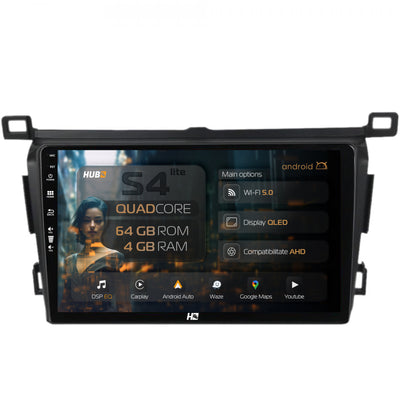 Navigatie HUB64 Toyota RAV4 (2013-2018), 4GB RAM, Android, Quadcore, DSP, GPS, Wi-FI, Carplay, Android Auto, USB, Bluetooth, Waze, Touchscreen, 9 Inch