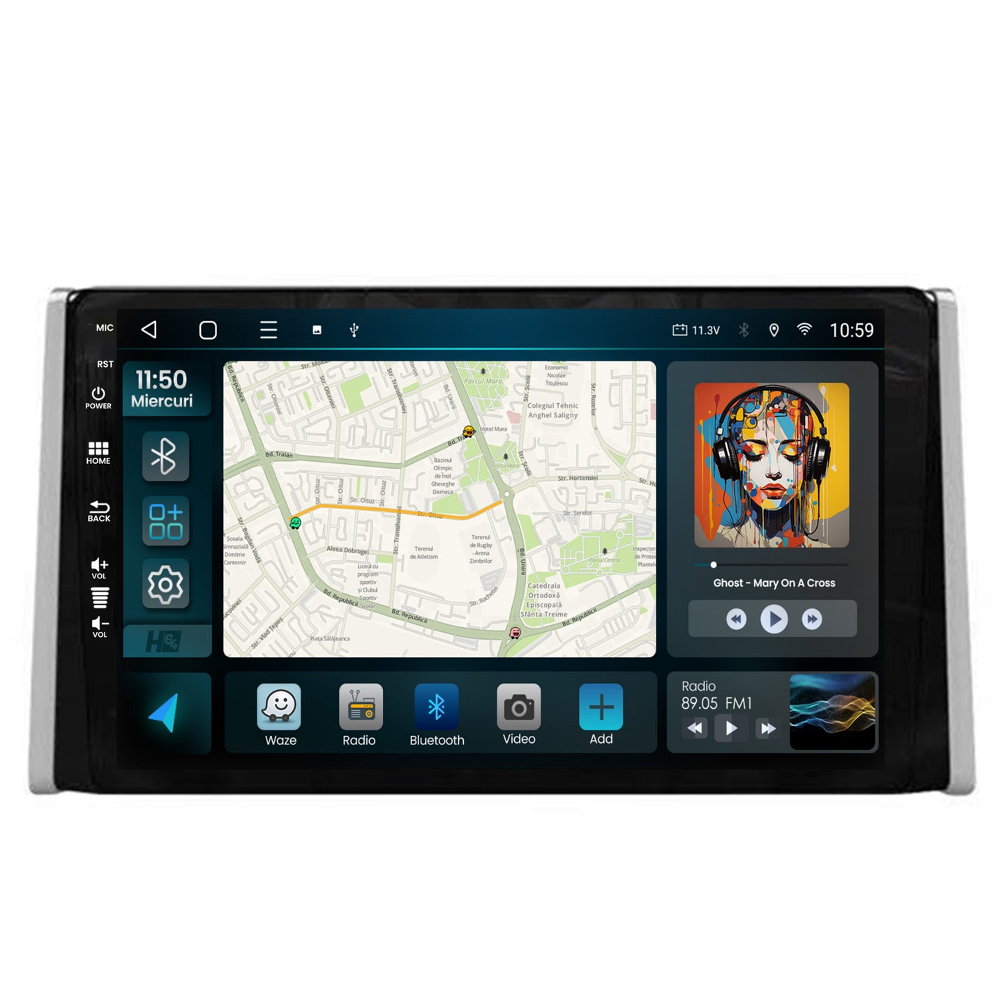 Navigatie HUB64 Toyota RAV4 (2018+), 2GB RAM, Android, GPS, Wi-FI, Carplay, Android Auto, USB, Bluetooth, Radio, Waze, Touchscreen, 9 inch