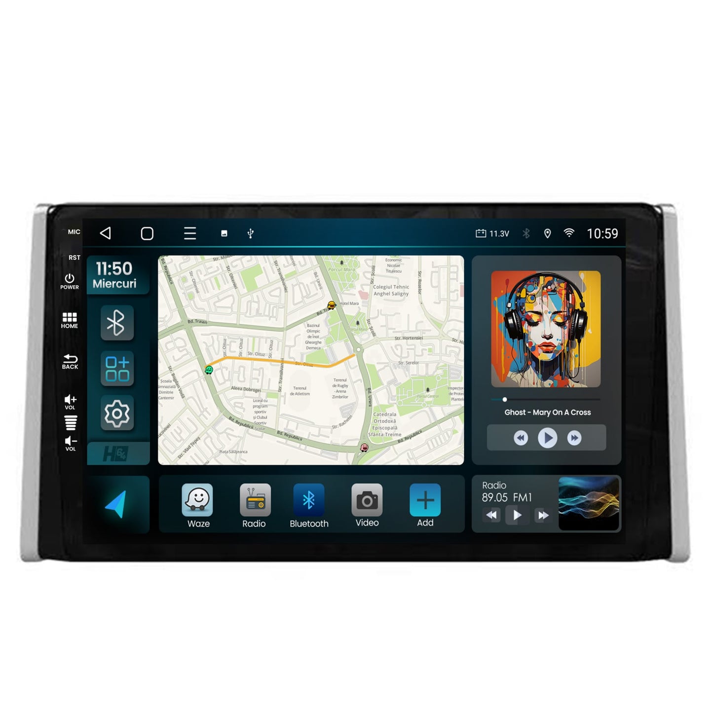 Navigatie HUB64 Toyota RAV4 (2018+), 4GB RAM, Android, Quadcore, DSP, GPS, Wi-FI, Carplay, Android Auto, USB, Bluetooth, Waze, Touchscreen, 9 inch