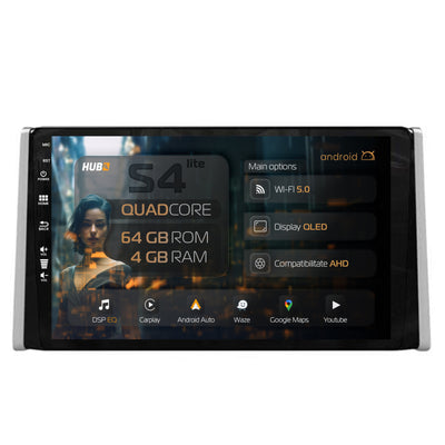 Navigatie HUB64 Toyota RAV4 (2018+), 4GB RAM, Android, Quadcore, DSP, GPS, Wi-FI, Carplay, Android Auto, USB, Bluetooth, Waze, Touchscreen, 9 inch