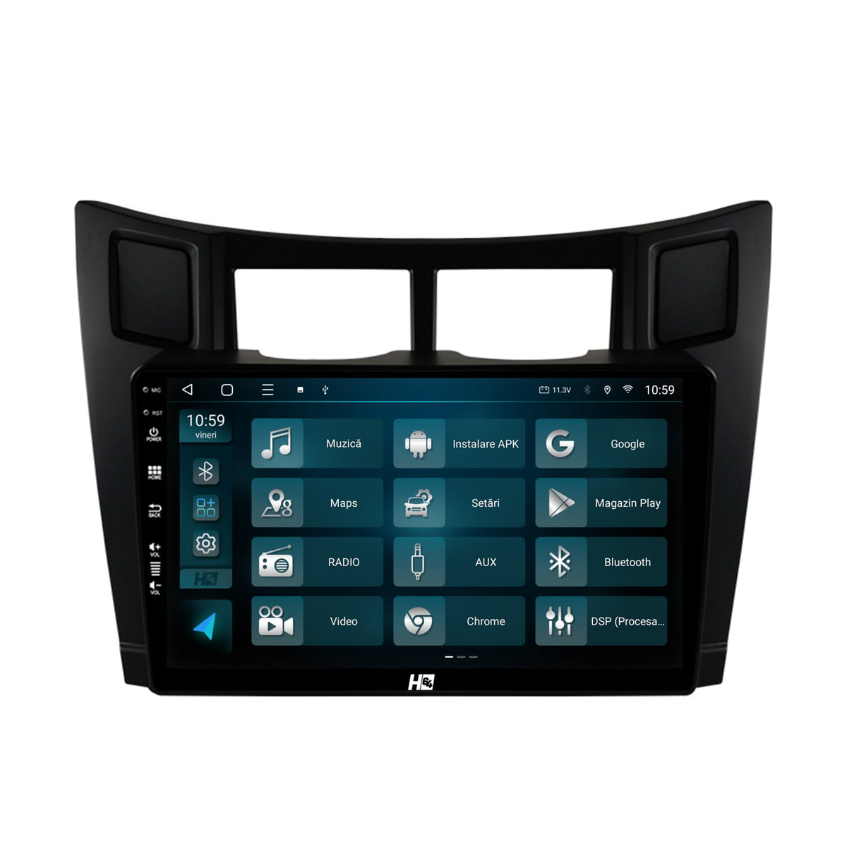 Navigatie HUB64 Toyota Yaris (2005-2012), 4GB RAM, Android, Quadcore, DSP, GPS, Wi-FI, Carplay, Android Auto, USB, Bluetooth, Waze, Touchscreen, 9 inch