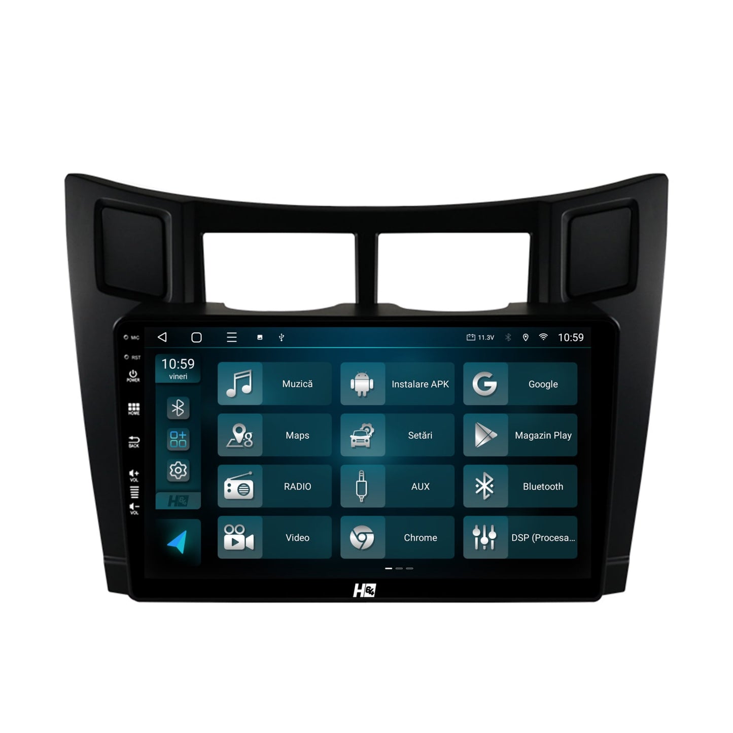 Navigatie HUB64 Toyota Yaris (2005-2012), 4GB RAM, Android, Quadcore, DSP, GPS, Wi-FI, Carplay, Android Auto, USB, Bluetooth, Waze, Touchscreen, 9 inch