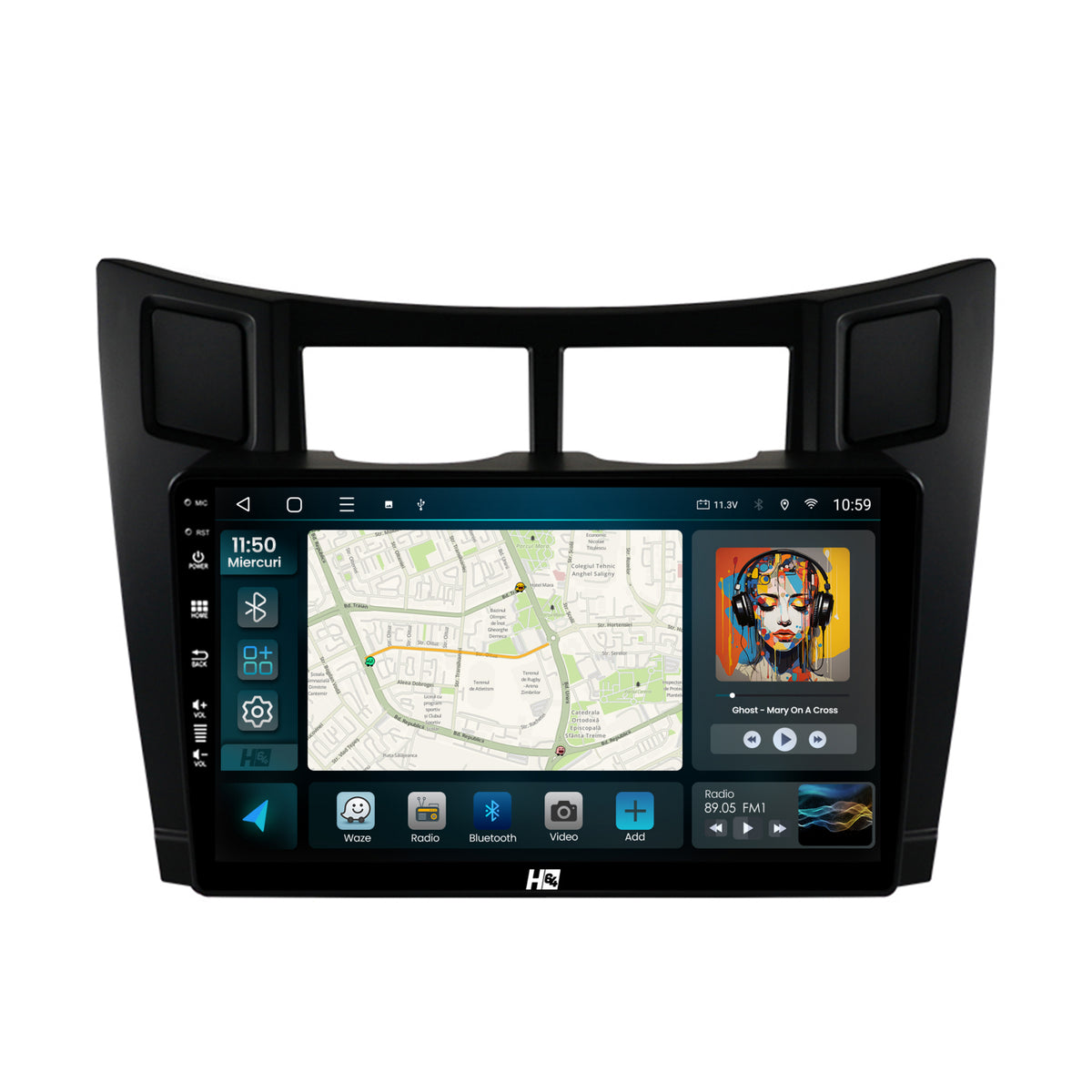Navigatie HUB64 Toyota Yaris (2005-2012), 4GB RAM, Android, Quadcore, DSP, GPS, Wi-FI, Carplay, Android Auto, USB, Bluetooth, Waze, Touchscreen, 9 inch